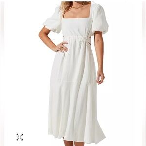 Elegant White Puff Sleeve Dress